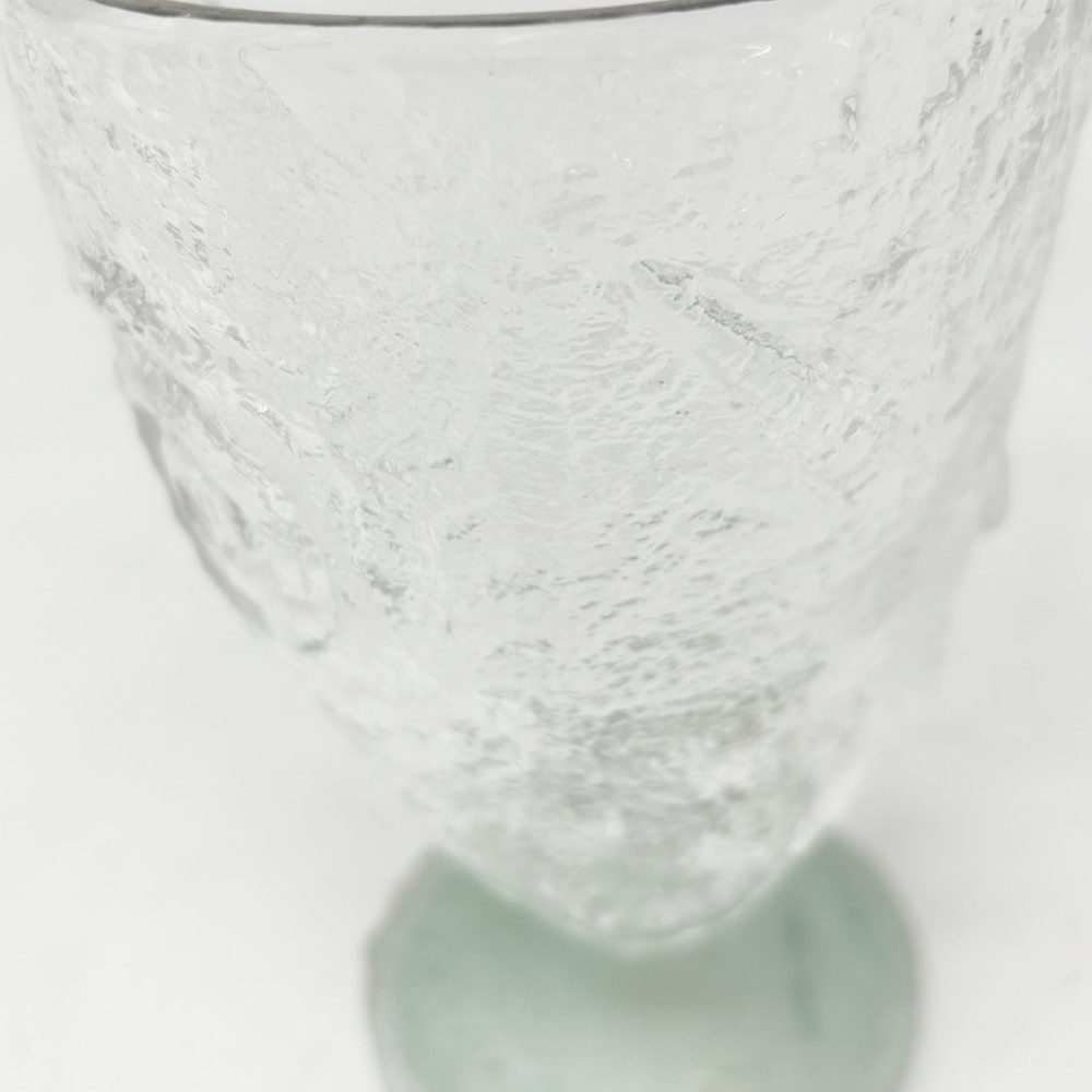 Textured Bubbled Goblet With Nautical Details Celedon Base 5” X 3” X 2.25” - Picture 4 of 7